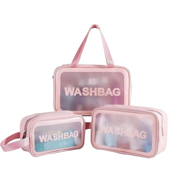 Набор косметичек дорожных Washbag 3 предмета 20x12x7/22x14x6,5/30x21x10,5 см Розовый (R93148)