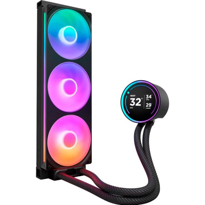 Система водяного охлаждения NZXT Kraken Elite 360 RGB 2,72" IPS 360 мм 2400 об/мин RGB PWM Black (RL-KR36E-B2)
