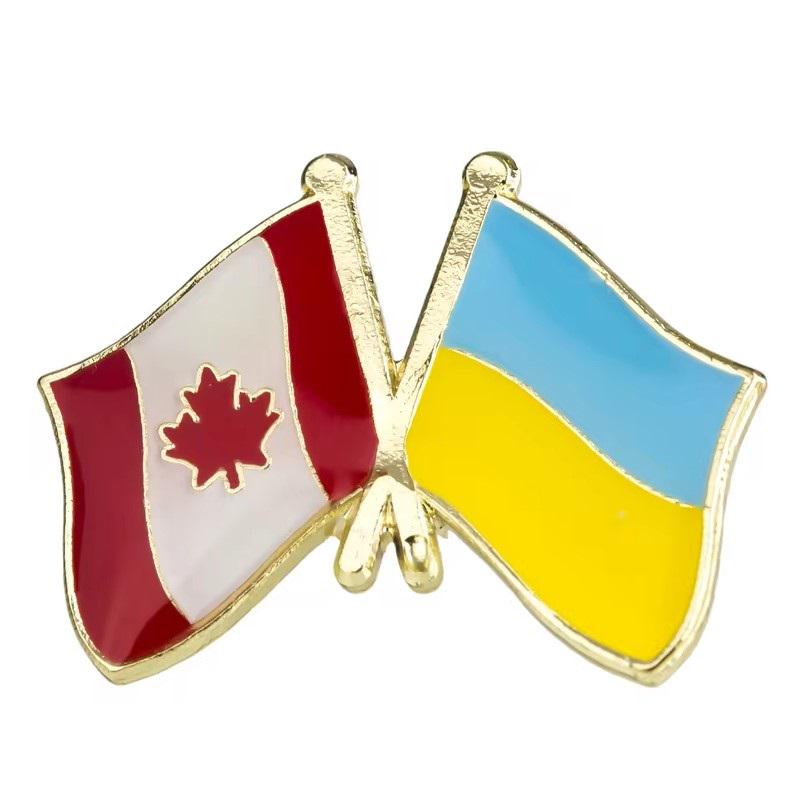 Значок-пин двойной friendship flag Украина-Канада