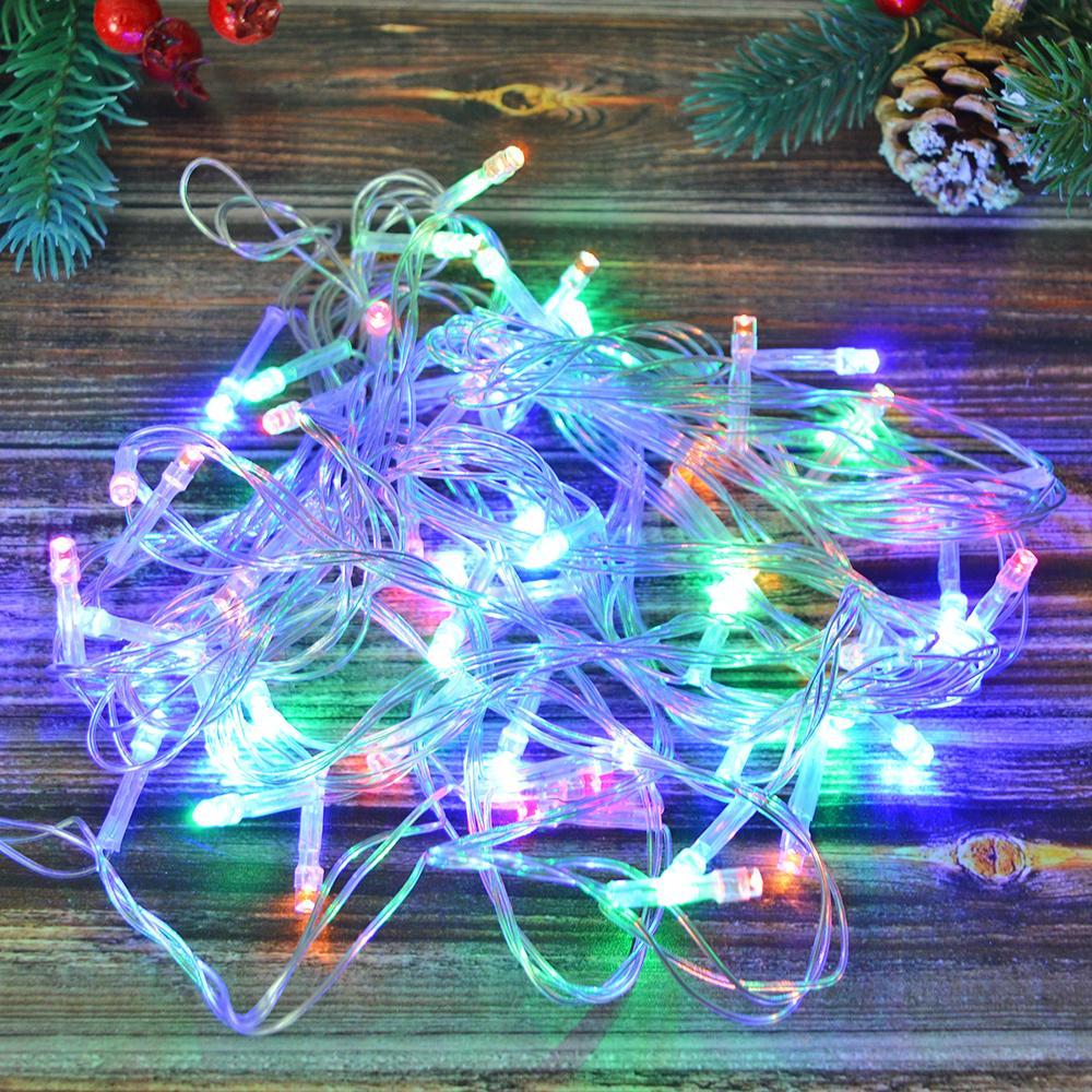 Гирлянда 50 LED прозрачная проволока от сети 220В Разноцветный (3007) - фото 2