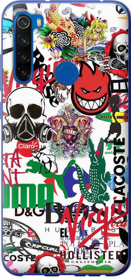 Чехол на Xiaomi Redmi Note 8T Many different logos (4022u-1818-42517)