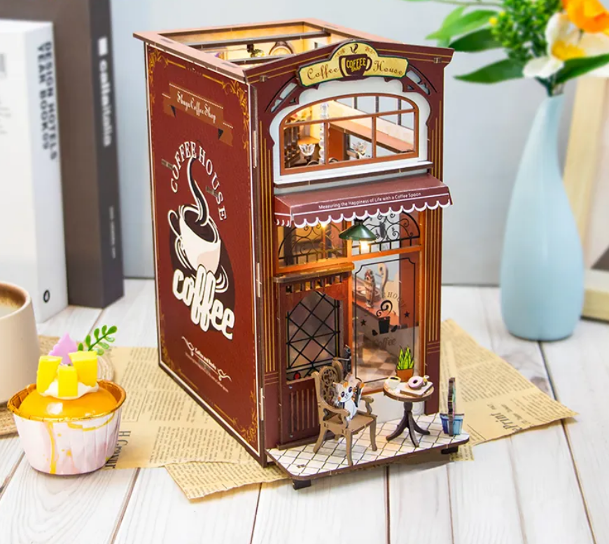 Румбокс книжный CuteBee DIY DollHouse Бук Нук Кофе Хаус 3D (M47) - фото 4