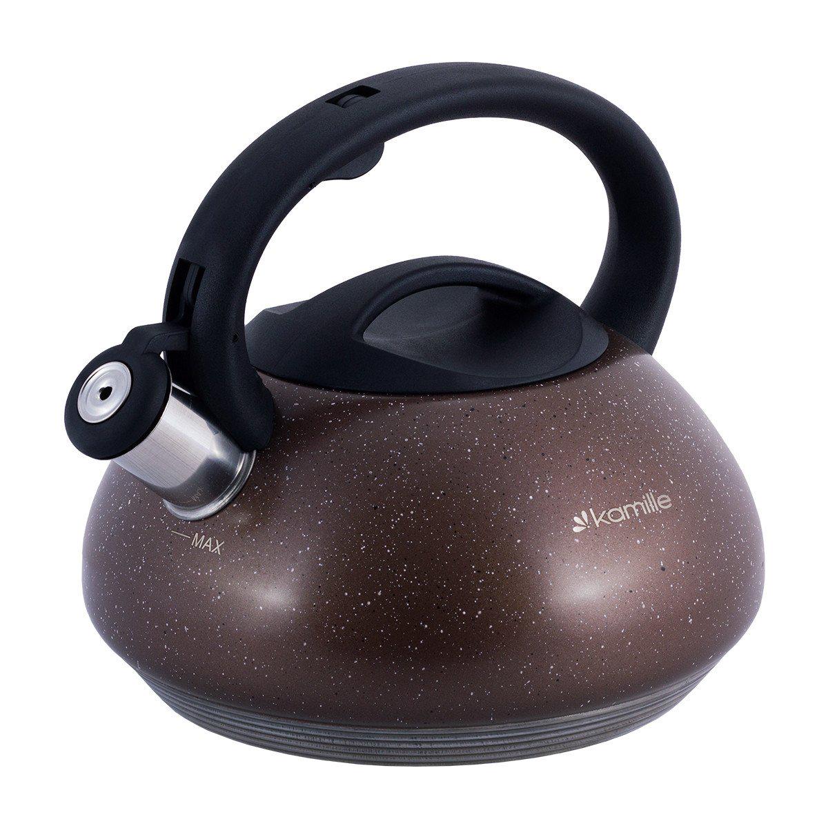 Чайник Kamille 3 л со свистком и бакелитовой ручкой Коричневый KM-0855