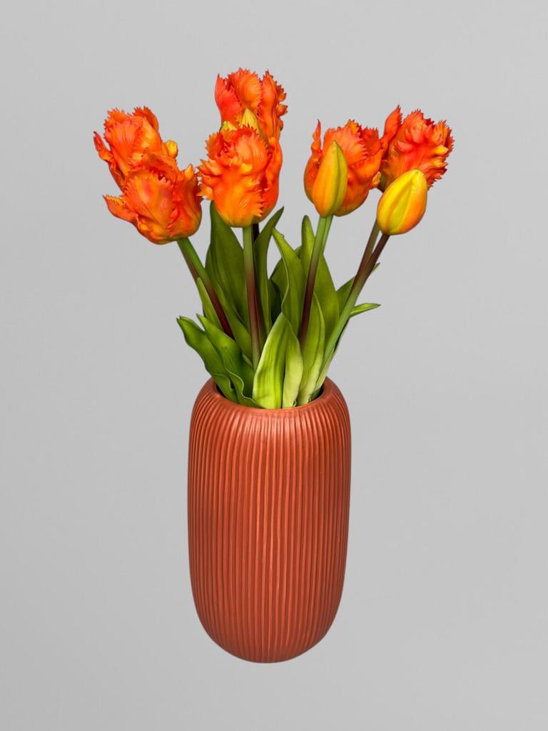 Букет искусственных латексных вьющихся тюльпанов 5 шт. 40 см Оранжевый (К07051) - фото 4