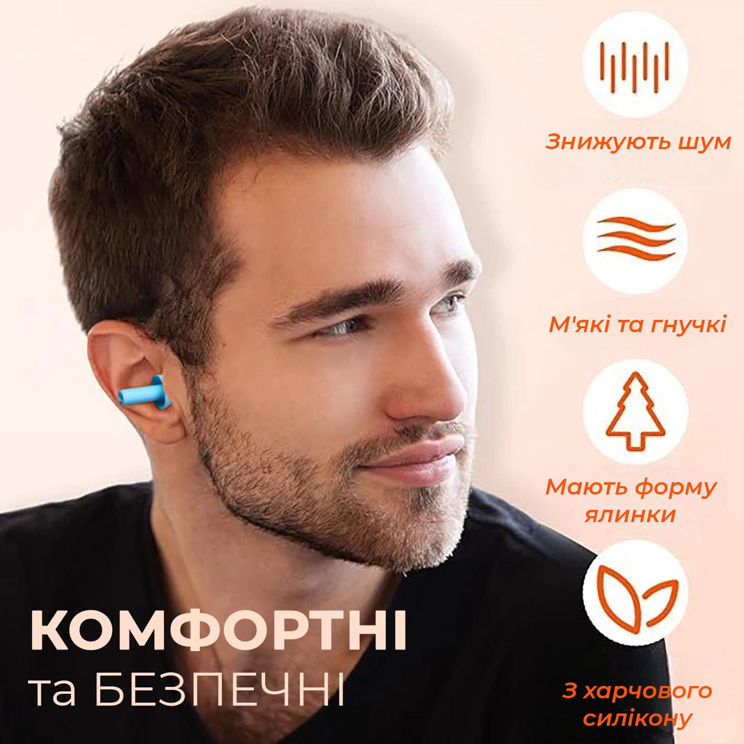 Беруши для сна плавания Univerza Елка силиконовые шумоподавляющие анатомические в футляре Голубой - фото 3 Беруши для сна плавания Univerza Елка силиконовые шумоподавляющие анатомические в футляре Голубой - фото 3