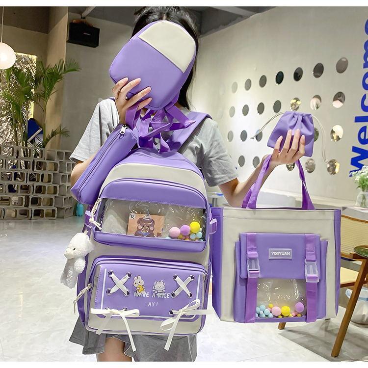 Шкільний рюкзак для дівчинки 5в1 Trendy сумка-шопер/пенал/бананка 5-11 класу Бузковий (1479165812) - фото 3