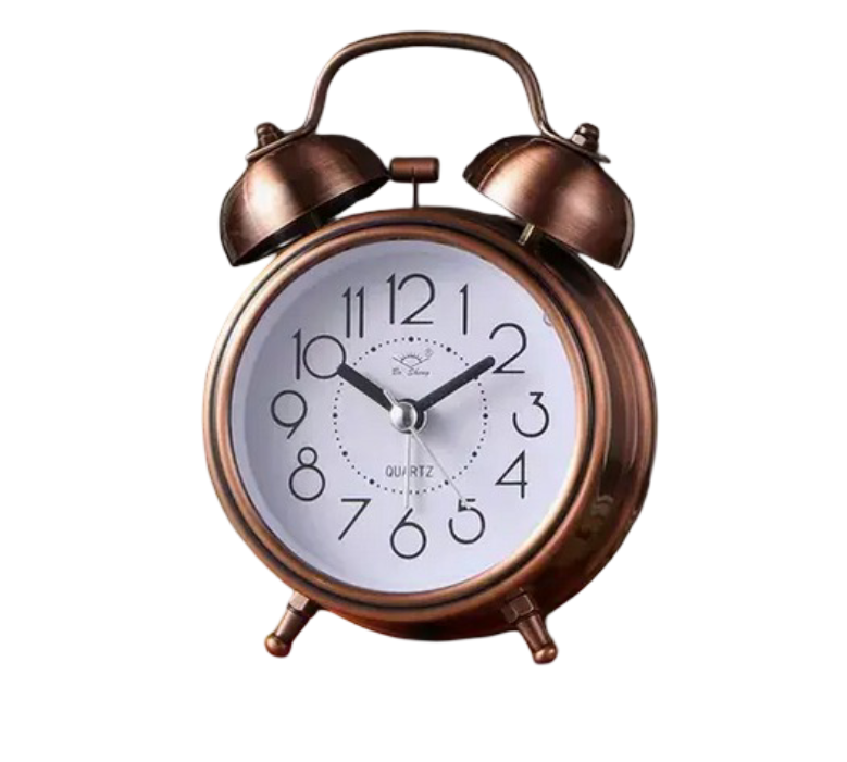Часы настольные с будильником стальные D49K коричневый