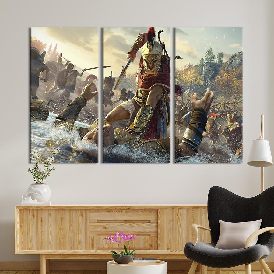 Картина на холсте триптих Алексиос / Assassin's Creed 156x100 см (1496-31)