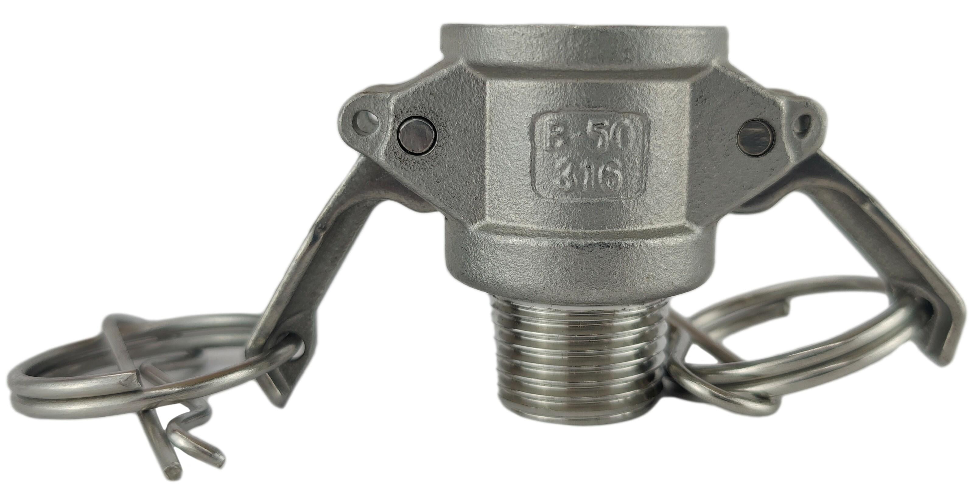 Муфта camlock тип B с наружной резьбой BSPT ШРЗ нержавеющая сталь B-050 1/2" (50212008) Муфта camlock тип B с наружной резьбой BSPT ШРЗ нержавеющая сталь B-050 1/2" (50212008)