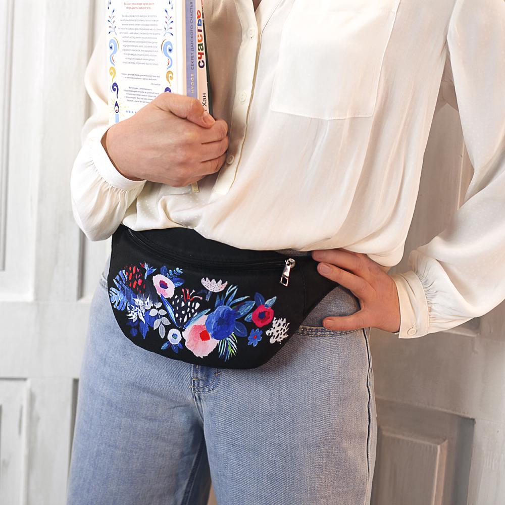 Сумка-бананка через плечо и на пояс Presentville Bumbag Цветы 27х16 см (BB_19A003_BL) Сумка-бананка через плечо и на пояс Presentville Bumbag Цветы 27х16 см (BB_19A003_BL)