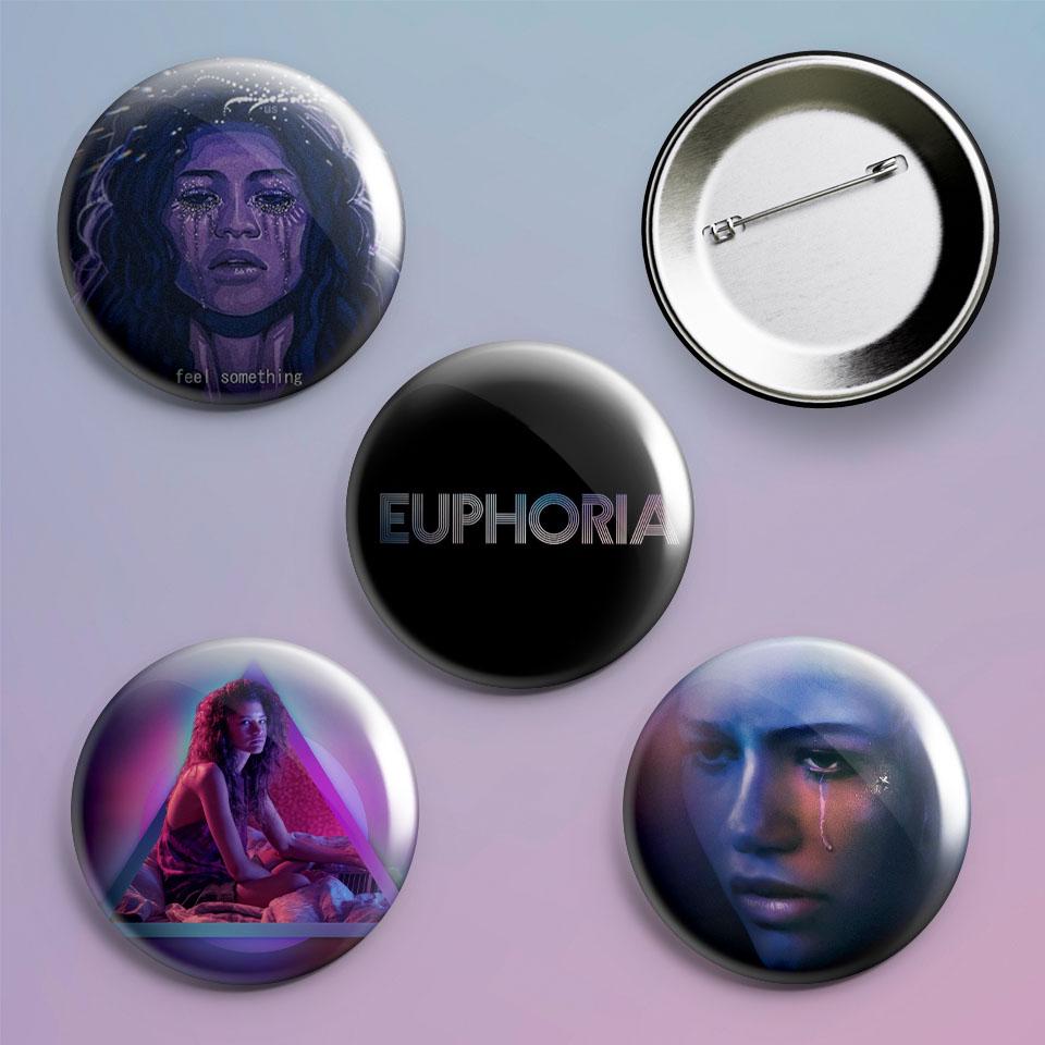 Значки на рюкзак с принтом Euphoria 4 шт.