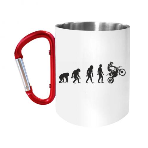 Чашка с ручкой карабином Эволюция мотоциклиста 280 мл Белый (11975164-1-175517) - фото 1 Чашка с ручкой карабином Эволюция мотоциклиста 280 мл Белый (11975164-1-175517) - фото 1