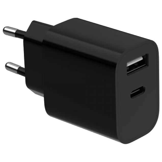 Зарядний пристрій мережевий Gembird TA-UC-2AC12-01-BK USB Type A/USB Type C (2983440297)