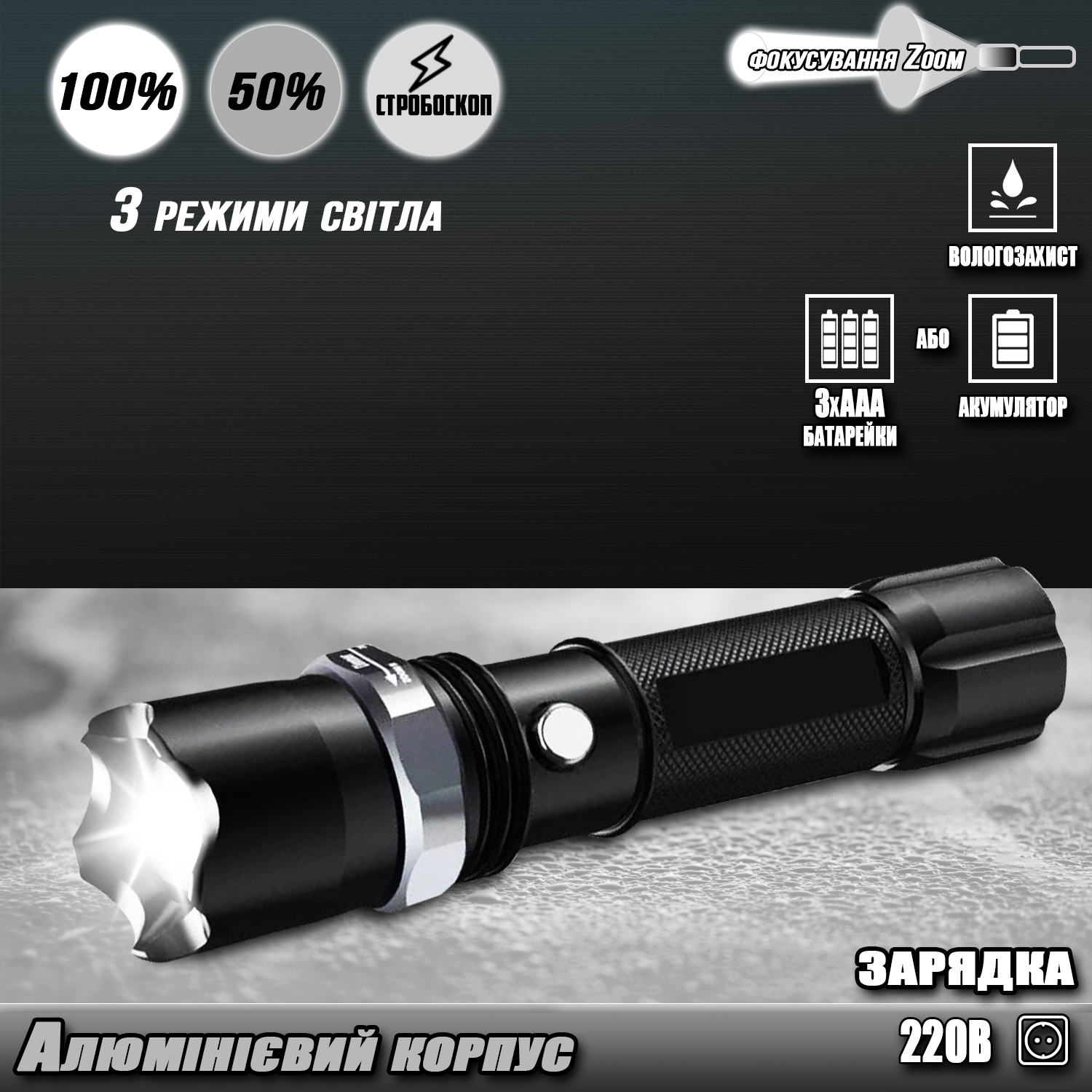 Ручной фонарик Bailong Q3-WC 18650 аккумуляторный алюминиевый 3 режима (0372658c) - фото 6 Ручной фонарик Bailong Q3-WC 18650 аккумуляторный алюминиевый 3 режима (0372658c) - фото 6