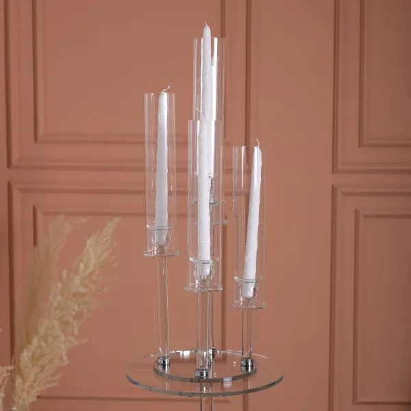 Подсвечник декоративный на 5 свечей стеклянный с круглым основанием 72,5 см Прозрачный - фото 6 Подсвечник декоративный на 5 свечей стеклянный с круглым основанием 72,5 см Прозрачный - фото 6