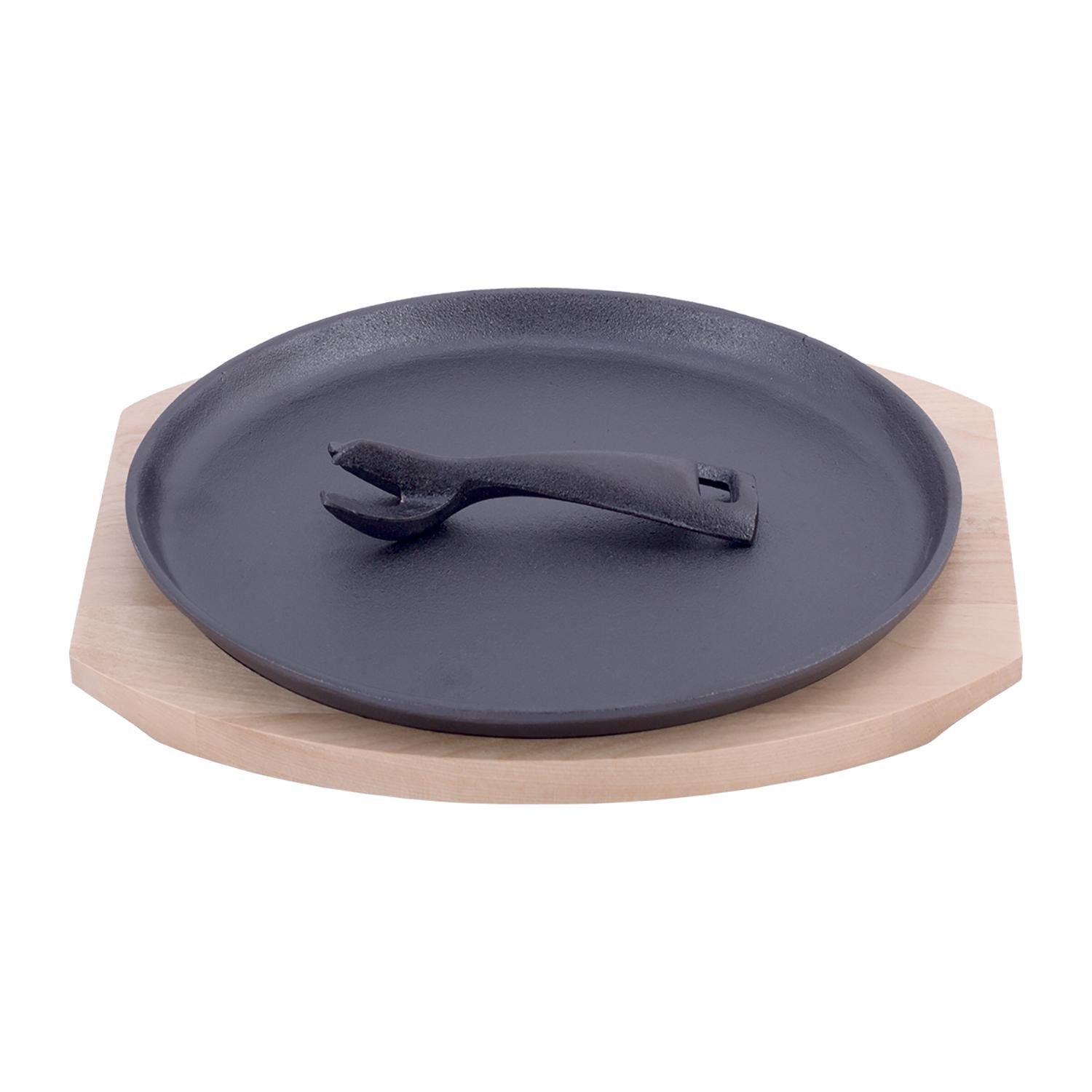 Сковорода чугунная Kamille KM-4809V с деревянной подставкой и съемной ручкой 25 см (87482) - фото 3 Сковорода чугунная Kamille KM-4809V с деревянной подставкой и съемной ручкой 25 см (87482) - фото 3