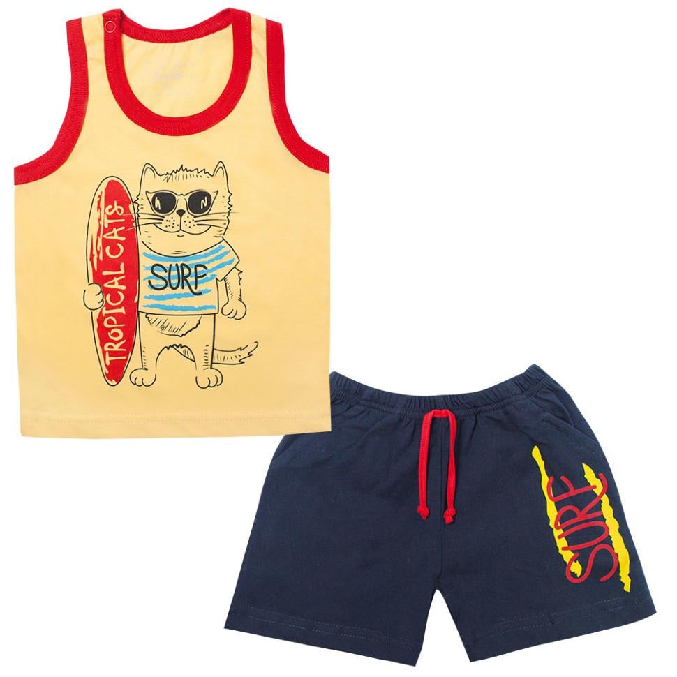 Костюм детский хлопковый для мальчика Gabbi KS-19-13-2 Морской 74 см Желтый (11584)