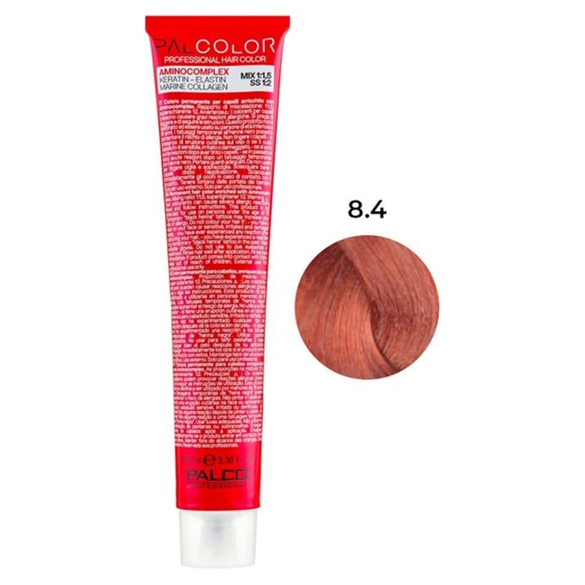 Крем-краска для волос профессиональная PALCO с комплексом аминокислот 100 мл 8.4 блонд светлая медь (2518335265)