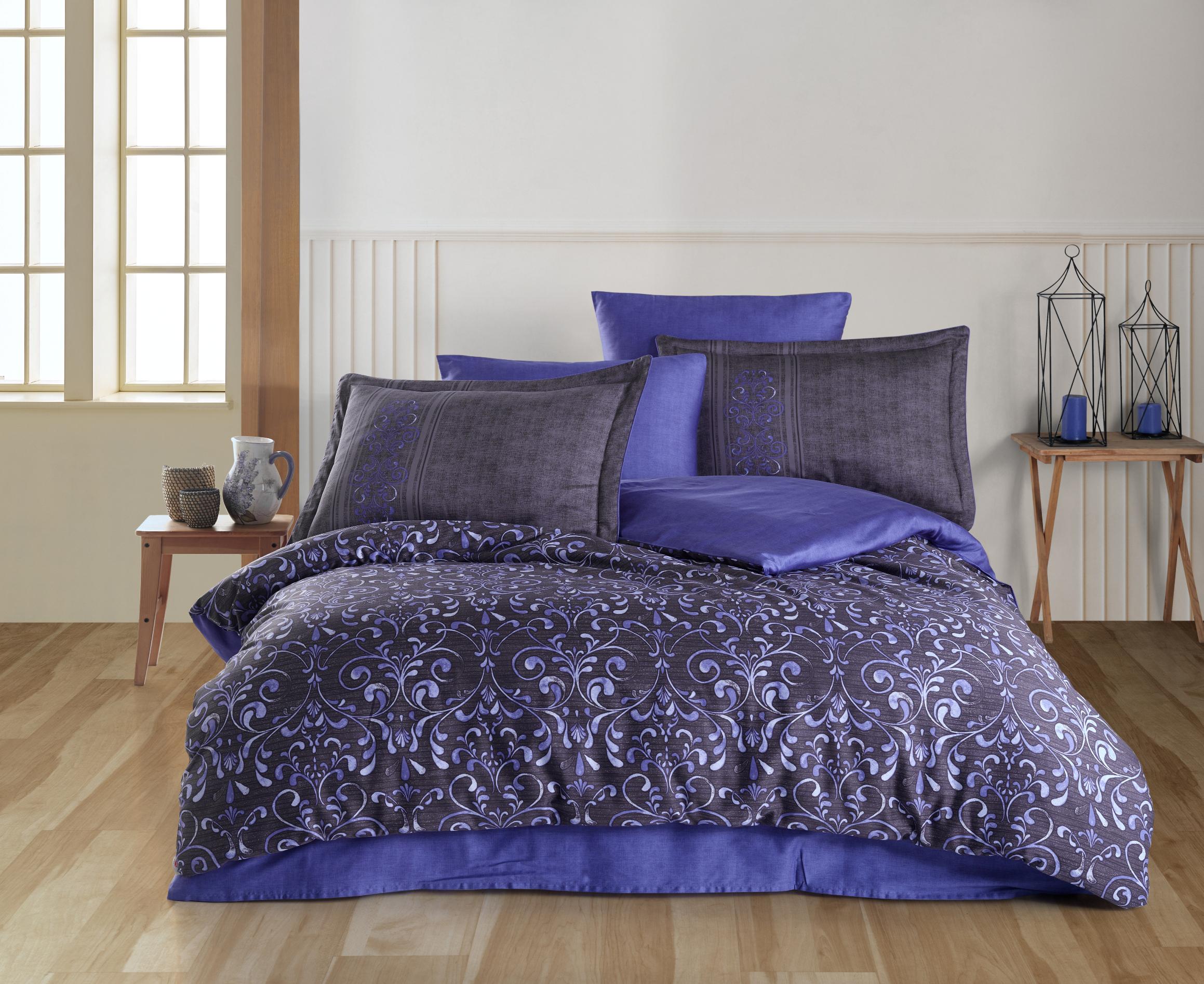 Комплект постельного белья Hobby Exclusive Sateen Gris 200х220/4х50х70 Сиреневый (8698499168046)