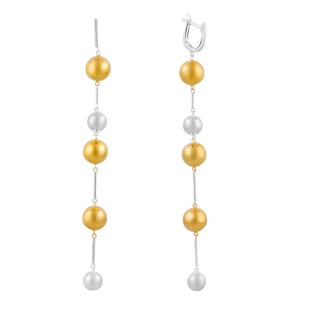 Серьги серебряные с позолотой и шариками Серьги серебряные с позолотой и шариками