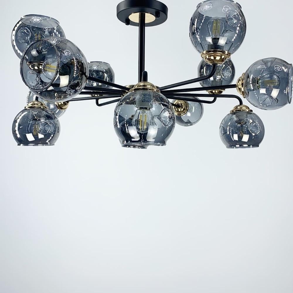 Люстра потолочная на 12 ламп с плафонами Графит (81846/12)