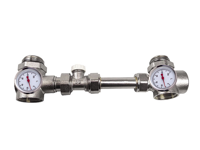 Байпас Aqua-World для колекторної групи 1" з термометрами Байпас Aqua-World для колекторної групи 1" з термометрами