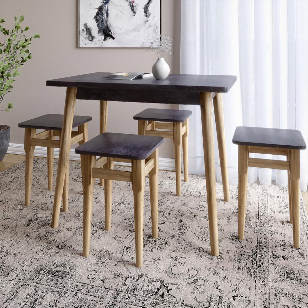 Стол и 4 табурета обеденный для кухни Маями-2 кромка ПВХ 0,45 мм Бетон темный (Lion-041239) - фото 1 Стол и 4 табурета обеденный для кухни Маями-2 кромка ПВХ 0,45 мм Бетон темный (Lion-041239) - фото 1