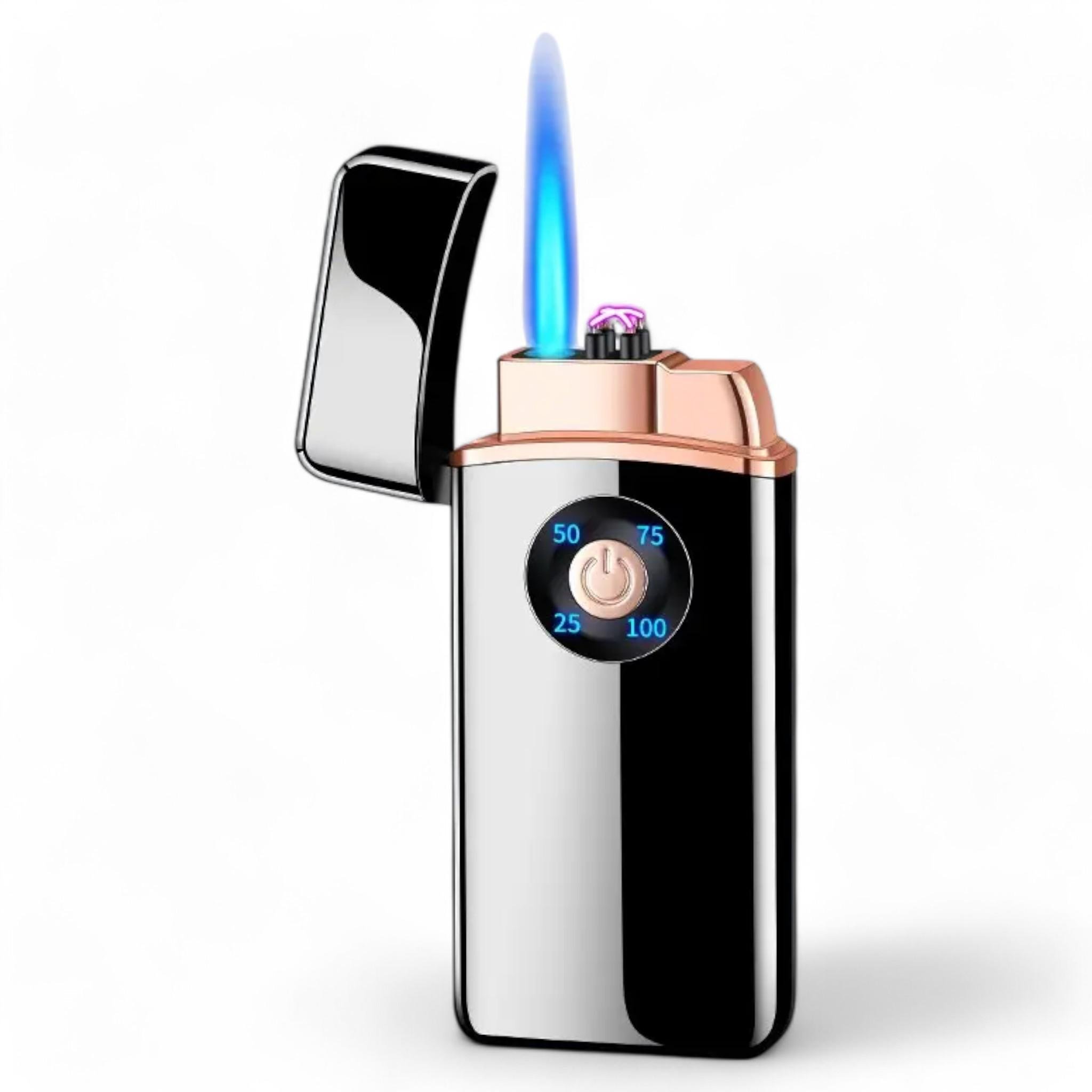 Зажигалка газовая Lighter L-421 2в1 дуговая электроимпульсная USB с индикатором заряда в подарочной упаковке Black (L-421 Black)