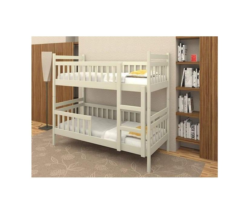 Кровать двухъярусное покрытие эмаль с бортиком ДрімКО Том и Джерри из массива бука 80х200 см Белый (29451)