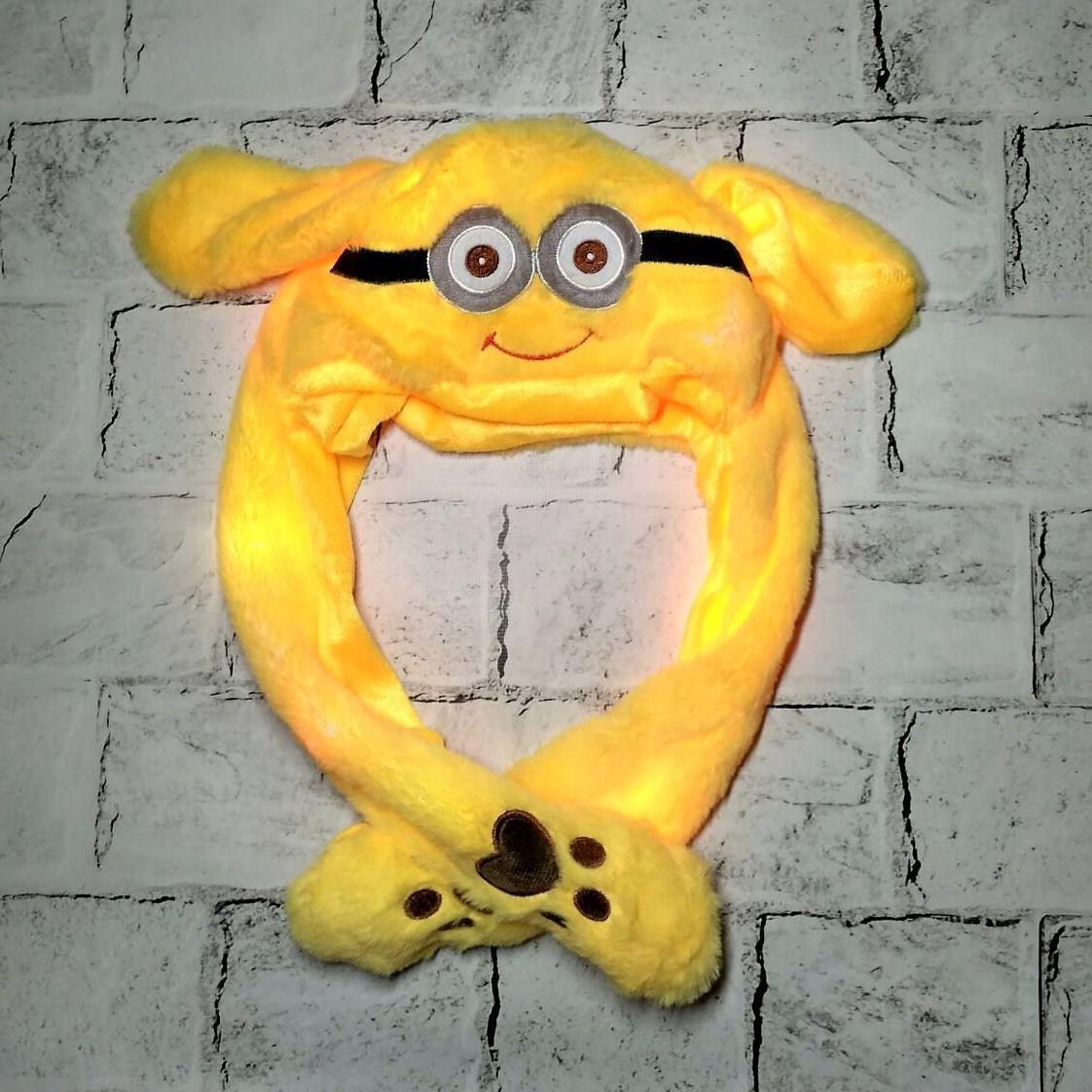 Шапка кигуруми Миньон светящаяся с ушками Желтый (FQ-21-41-4)