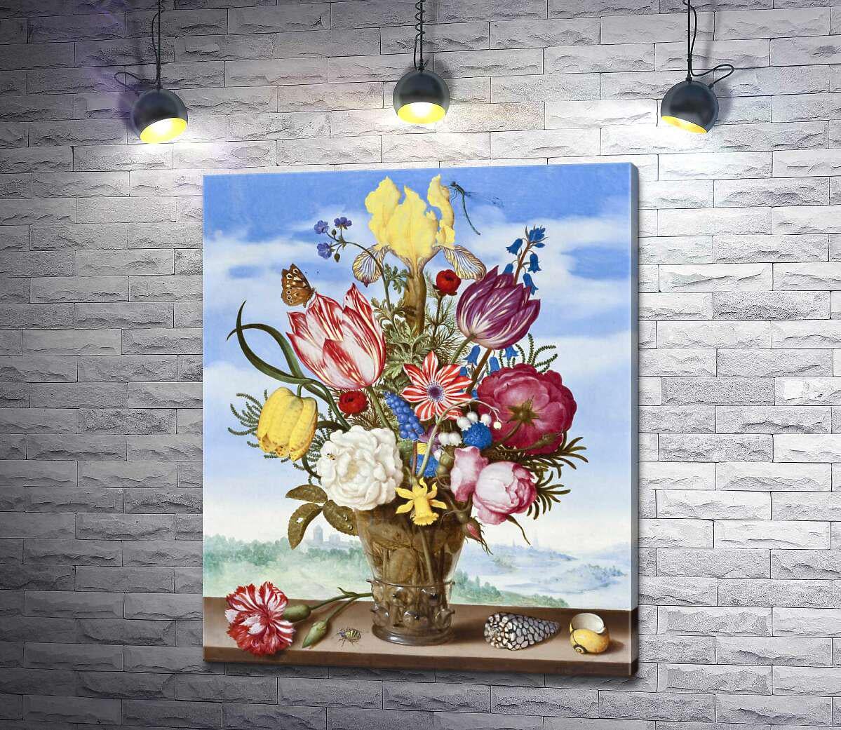 Картина ArtPoster Букет цветов на выступе - Амброзиус Босхарт Старший 107x130 см Модуль №1 (003548)