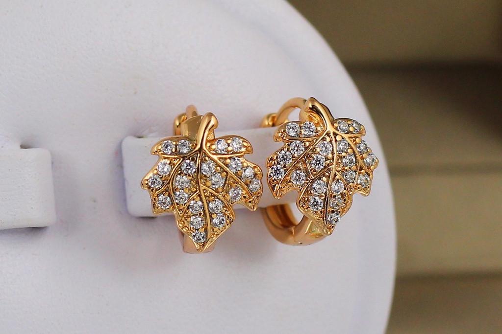 Сережки Xuping Jewelry кленовий листочок 1,3 см Золотистий (2346398687)