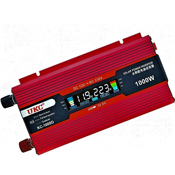 Инвертор автомобильный UKC DC/AC с LCD дисплеем 12 V-220 V 1000W (KC-1000D)