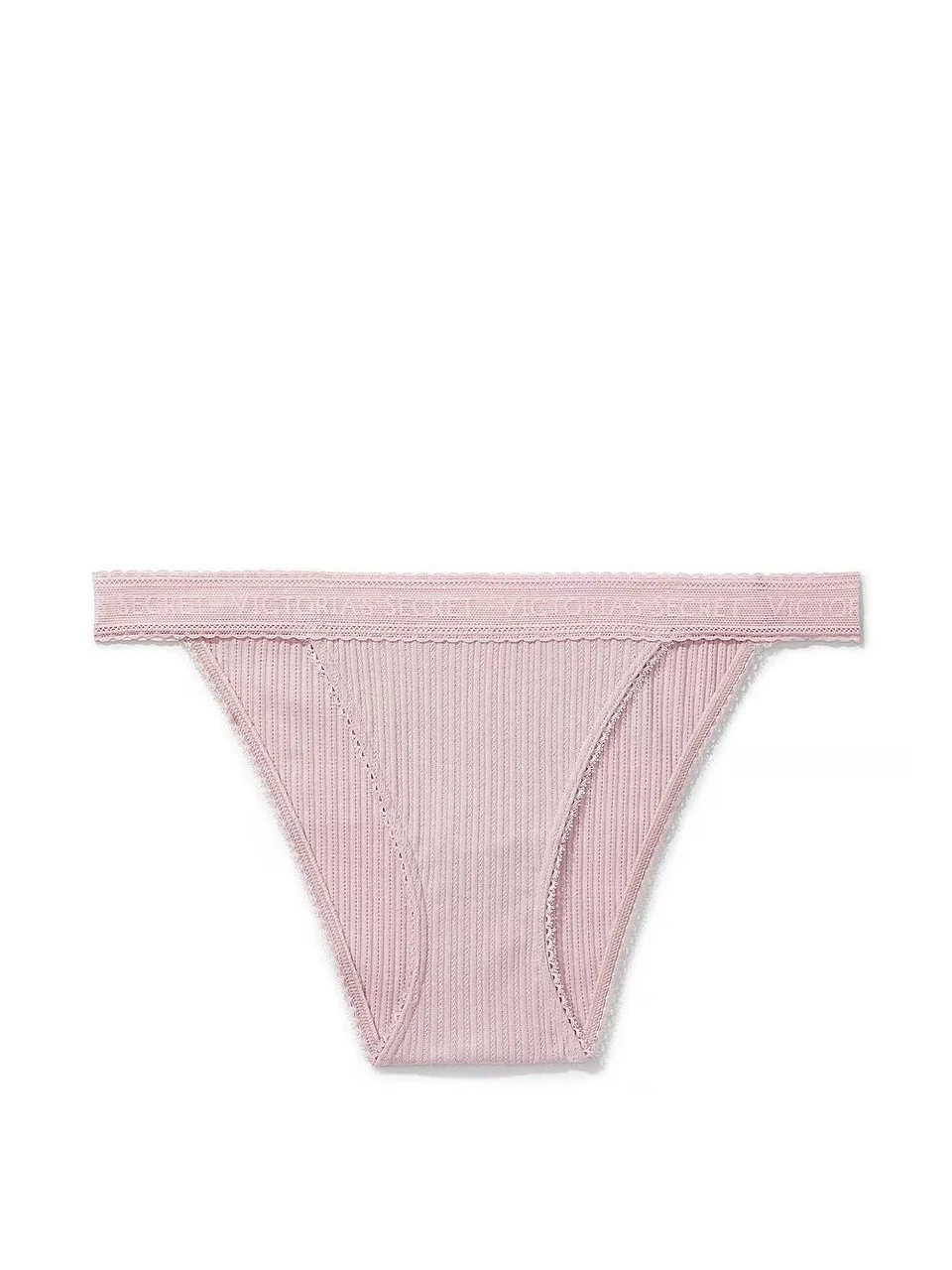 Трусики женские Victoria Secret Logo Cotton Lace-Waist Tanga M Розовый (2375295461)