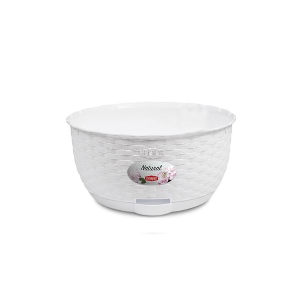 Вазон круглый с автополивом Stefanplast Natural 30х14,5 см Белый (75450)