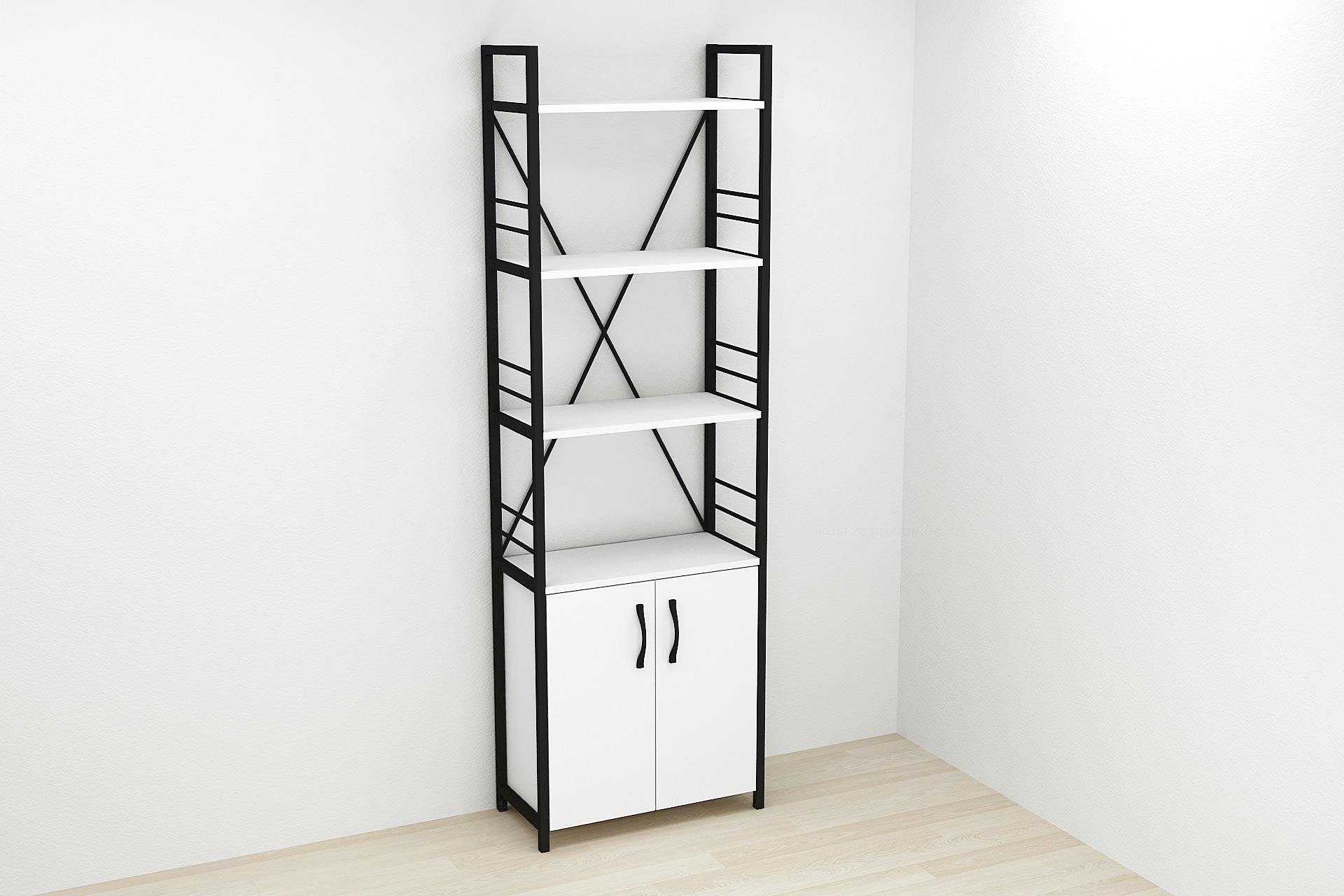 Этажерка Ferrum-decor Коннект 4/60 с тумбой ДСП 179x60x28 см Черный/Белый (FRD-104484) Этажерка Ferrum-decor Коннект 4/60 с тумбой ДСП 179x60x28 см Черный/Белый (FRD-104484)