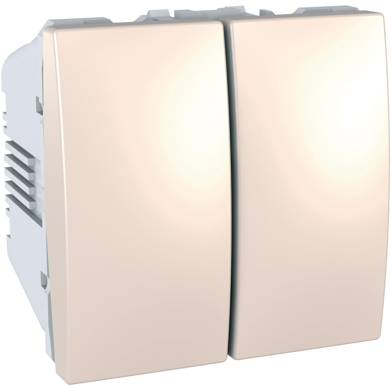Проходной переключатель двухклавишный Schneider Electric Unica 2 модуля Слоновая кость (MGU3.213.25)