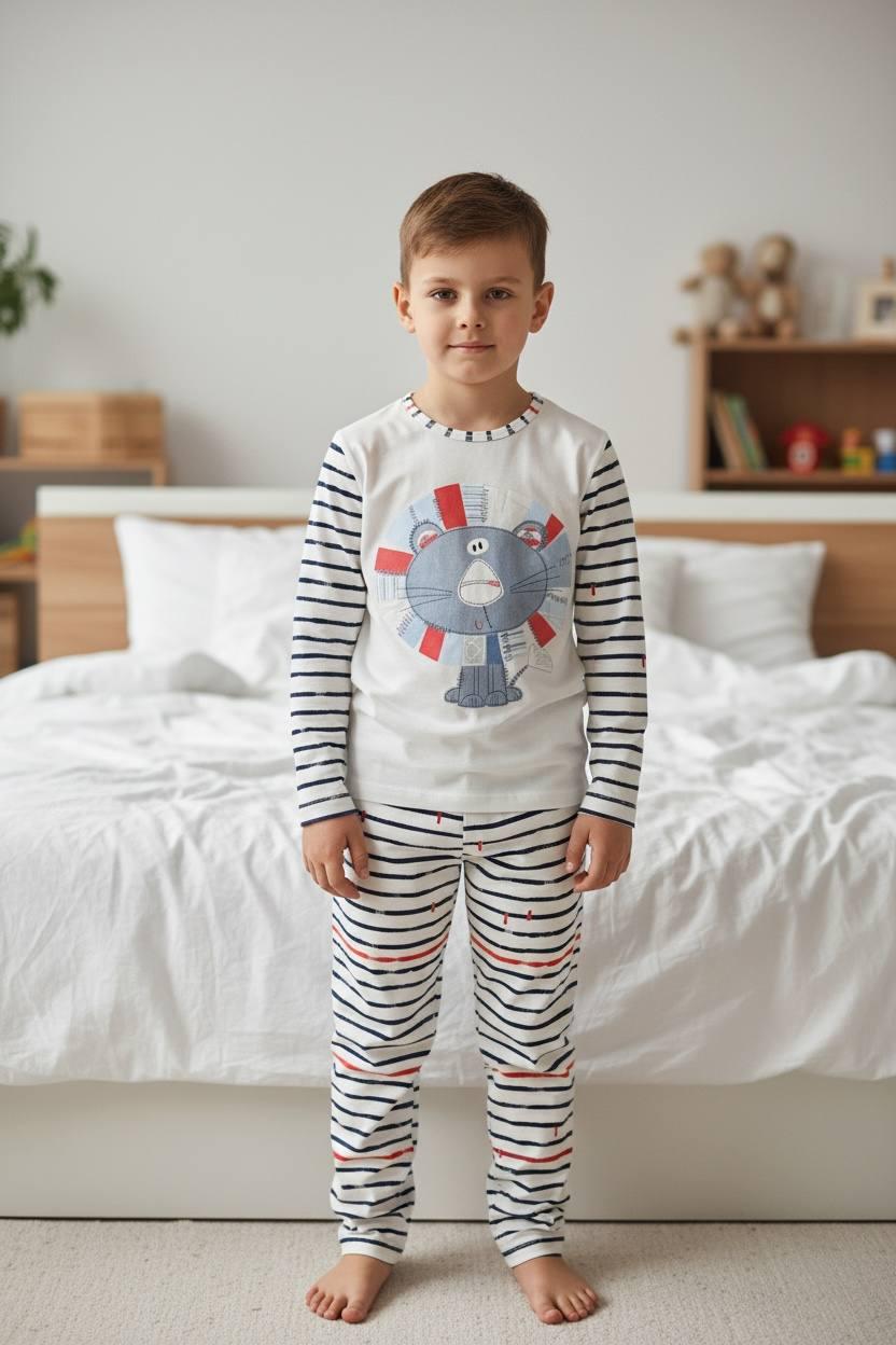 Домашний костюм-пижама для мальчика BAYKAR Лев р. 8 128-134 см 8-9 лет Белый (9084-511)