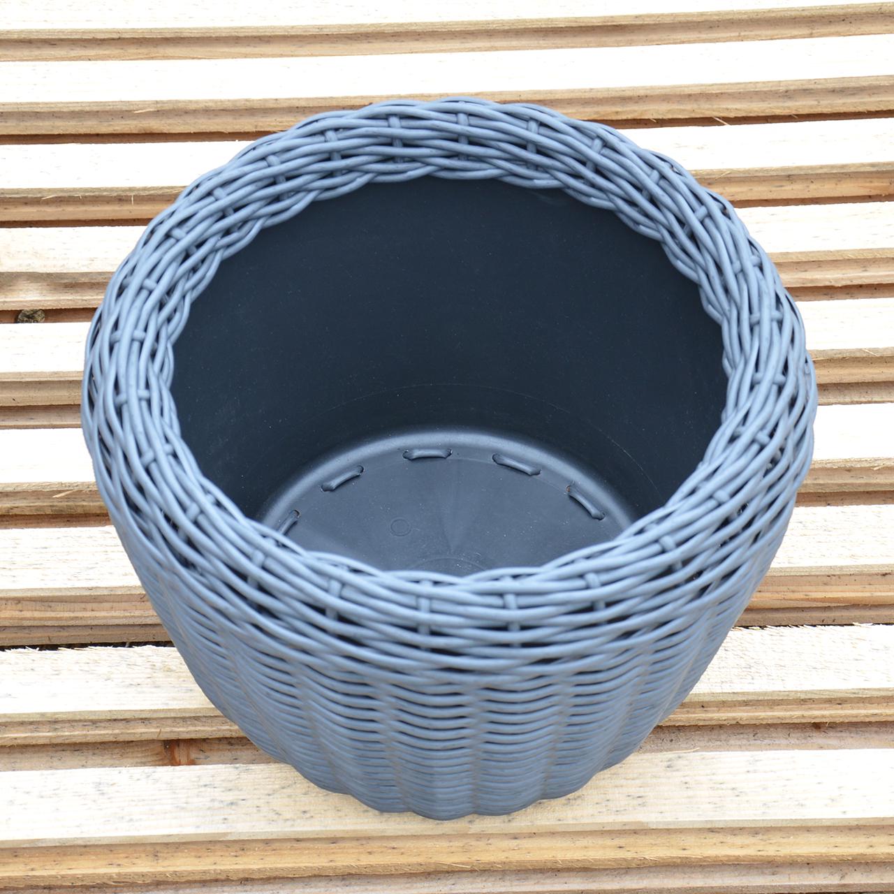 Кашпо для рослин з штучного ротангу 12 л Графітовий (11717131) - фото 3