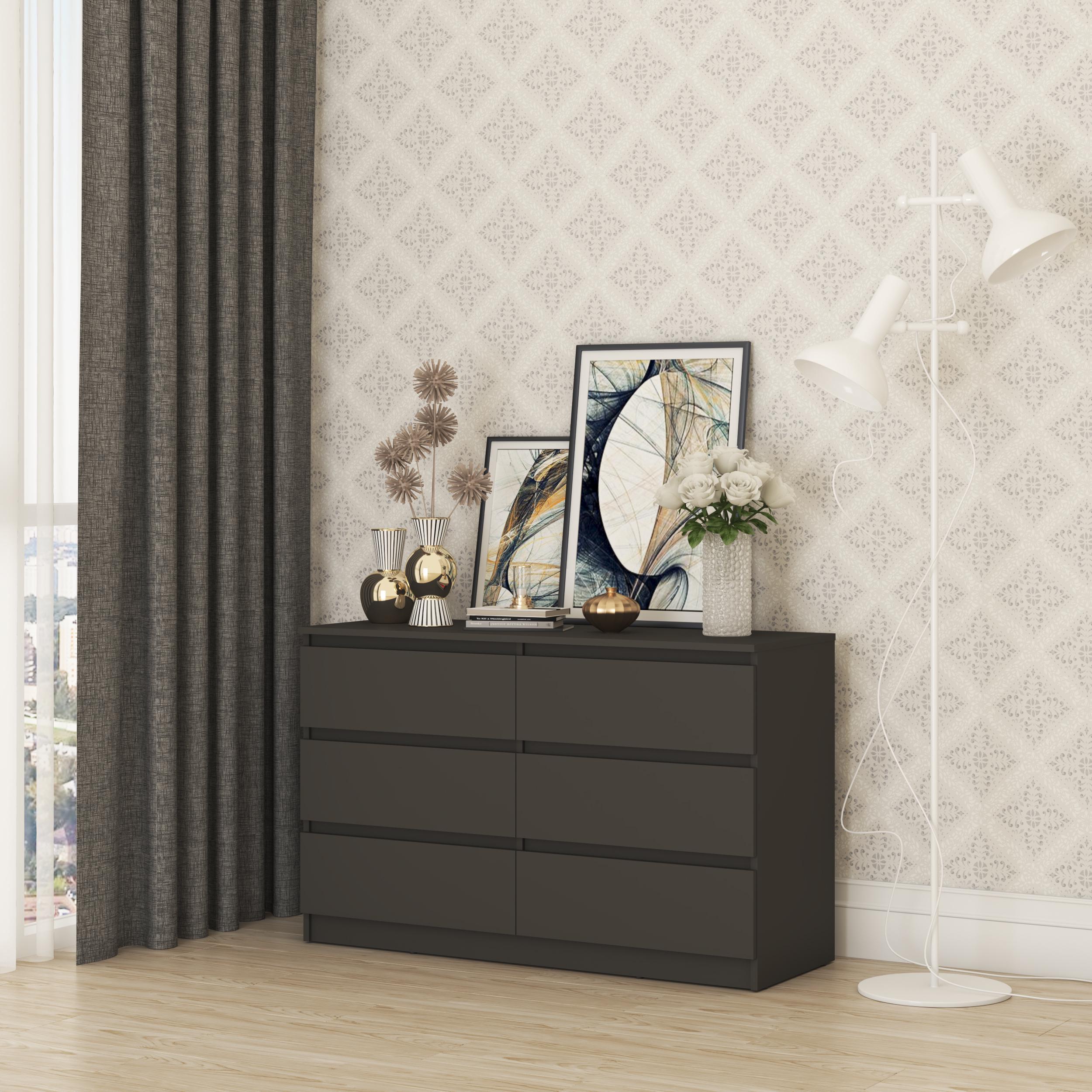 Комод для вещей MebelStar Нео 6Ш 120x43x75,5 см Антрацит (MBS-1088) Комод для вещей MebelStar Нео 6Ш 120x43x75,5 см Антрацит (MBS-1088)