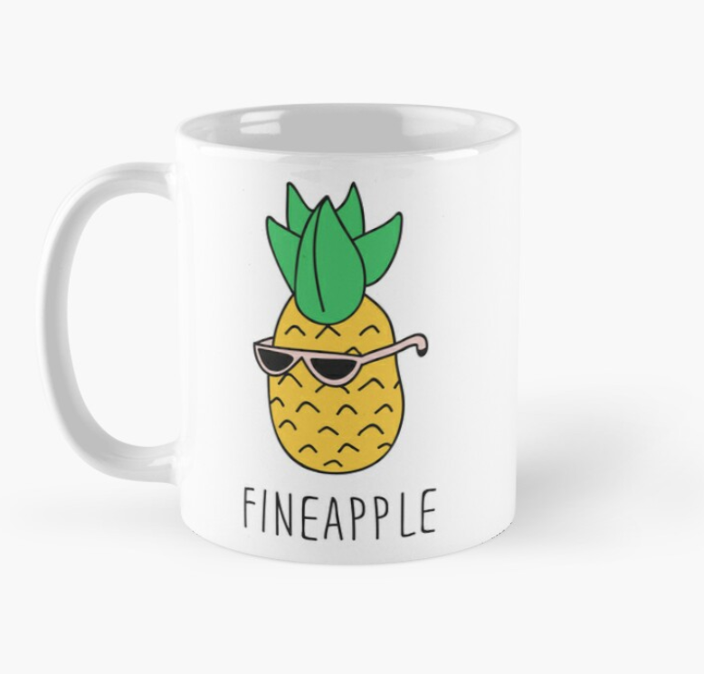 Чашка керамическая с принтом "Fineapple" ананас в очках 330 мл Белый (ПН41Ч)