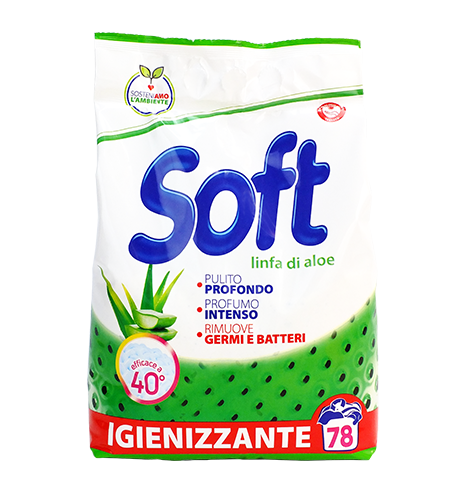 Пральний порошок Biochimica Soft Linfa di Aloe з активним киснем універсальний 3,9 кг 78 прань (8003640015436) - фото 1