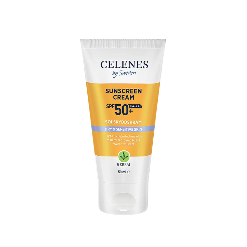Крем сонцезахисний для сухої та чутливої шкіри CELENES Herbal Sunscreen Cream SPF50+ 50 мл