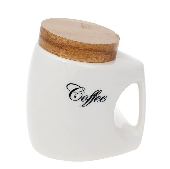 Банка керамическая с бамбуковой крышкой Flora Coffee Белый 1 л (32195)