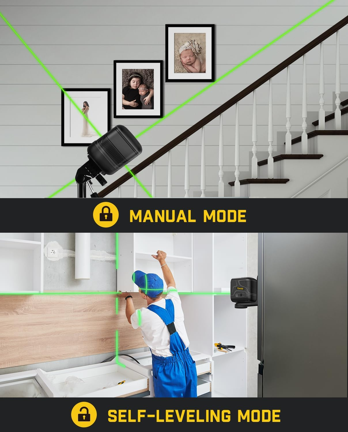 Лазерный уровень Fanttik D2 самовыравнивающийся с зеленым лучом и USB-C (000987) - фото 3 Лазерный уровень Fanttik D2 самовыравнивающийся с зеленым лучом и USB-C (000987) - фото 3