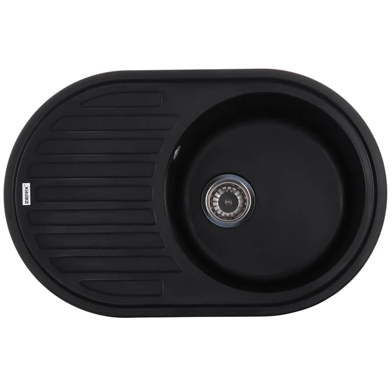 Мойка для кухни Zerix ZS-7750R-14 овальная 770x500 мм Черный металлик (ZX4562) Мойка для кухни Zerix ZS-7750R-14 овальная 770x500 мм Черный металлик (ZX4562)
