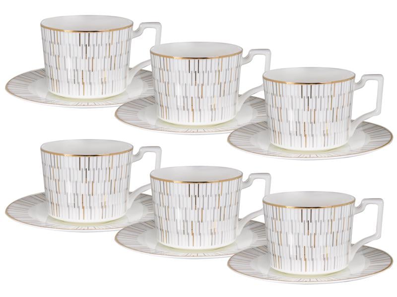 Чайний набір Lefard Stella на 6 персон чашки із золотою облямівкою 290 мл Білий (440-130)