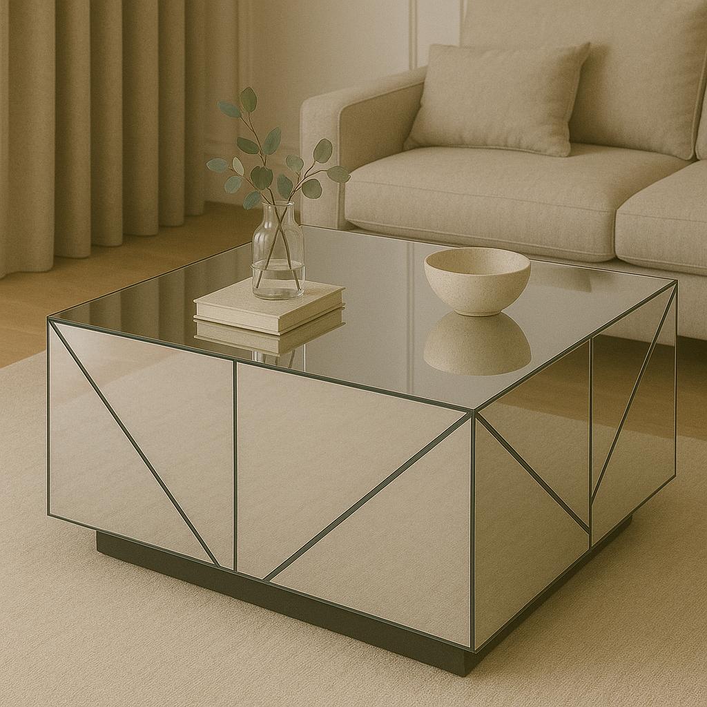 Стол зеркальный Карл 800х800х450 мм Антрацитовый