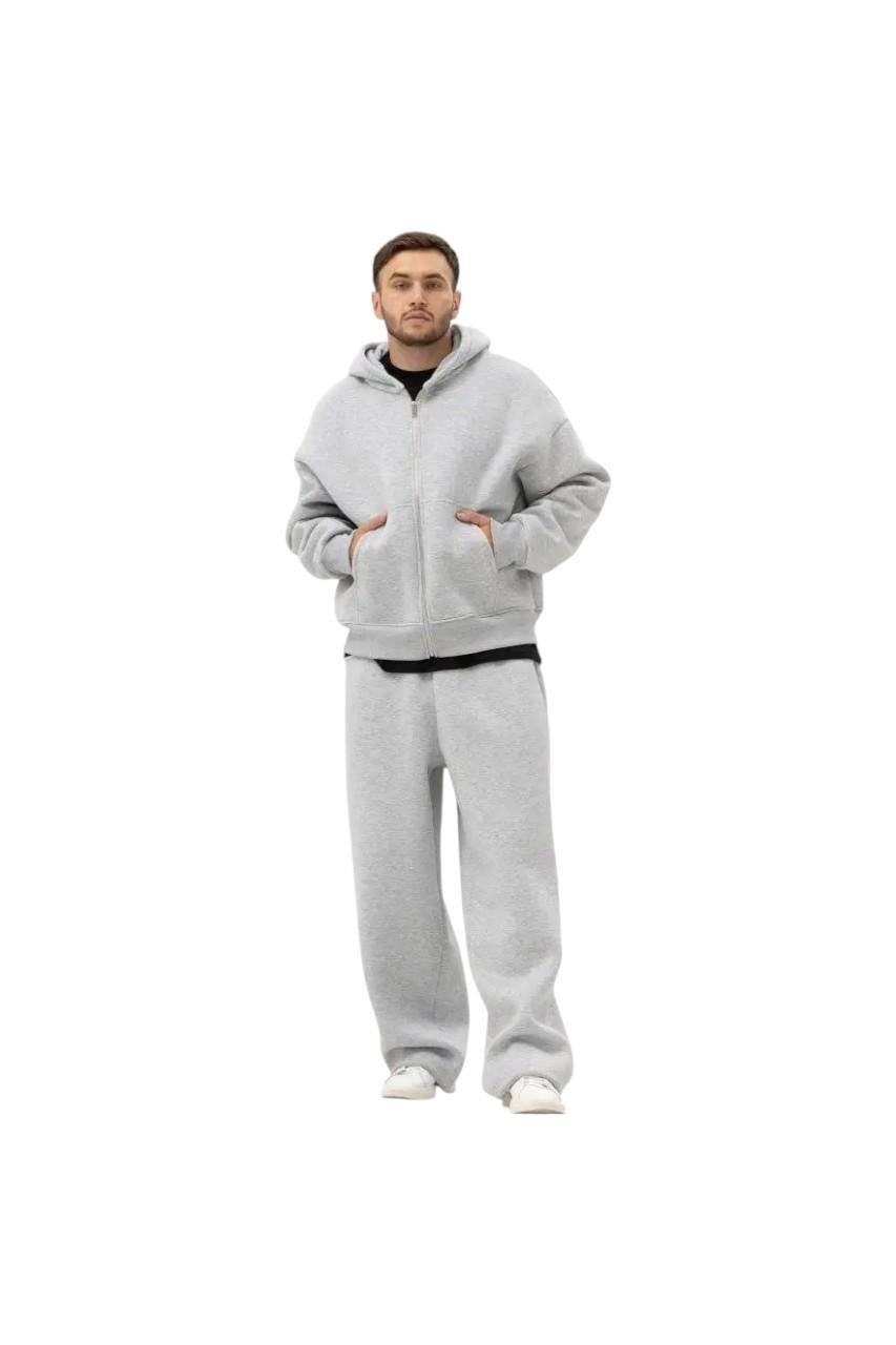 Спортивный костюм мужской Украина на флисе/зип-худи и прямые штаны M Серый меланж (OBR-5291ML-M)