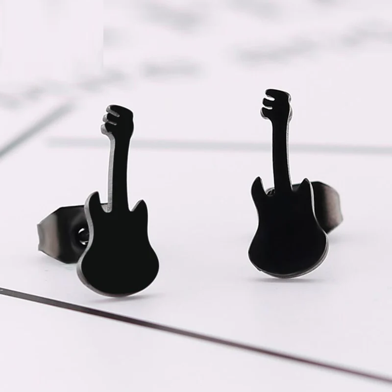 Сережки-гвоздики гітара Чорний (2894494173)